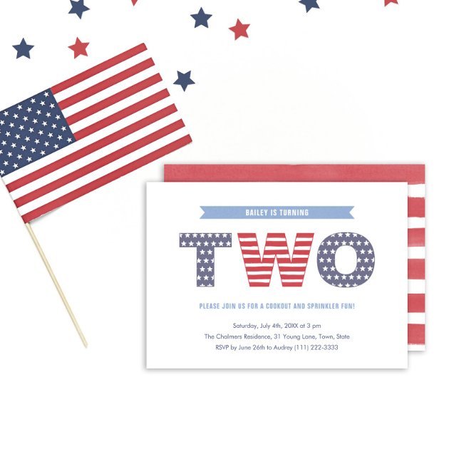 Stars And Stripes 2nd Birthday Party Invitation (Creator Uploaded)