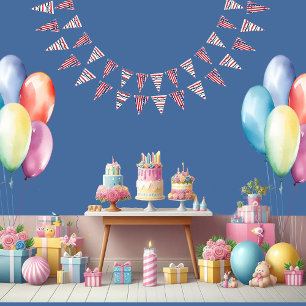 Stars And Stripes 4th July Red White Blue Birthday Bunting Flags