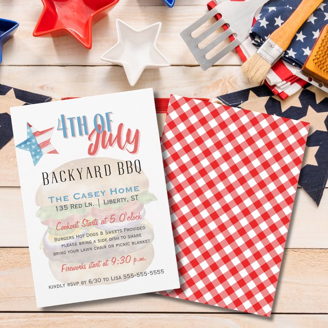 Stars and Stripes 4th of July Backyard BBQ Invitation (Creator Uploaded)