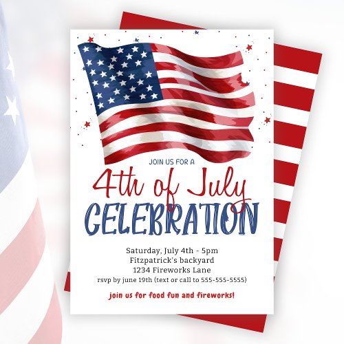 Stars And Stripes 4th Of July Celebration Party  Invitation