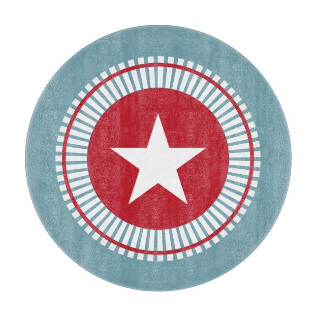 Stars and Stripes 4th of July Glass Cutting Board (Front)