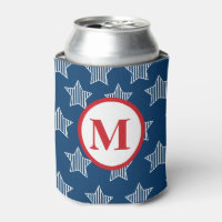 Stars and Stripes 4th of July Monogram Can Cooler