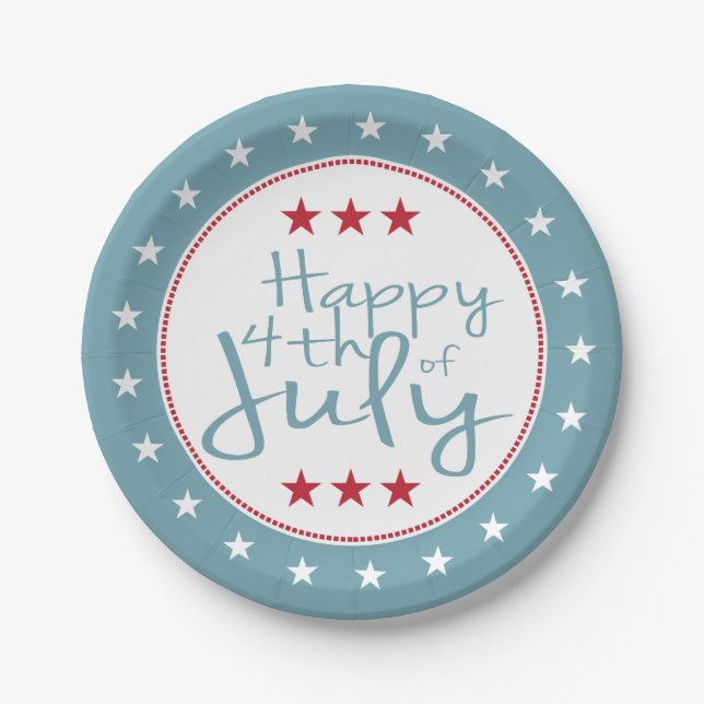 Stars and Stripes 4th of July PartyPaper Plate (Front)