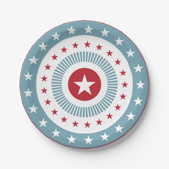 Stars and Stripes 4th of July PartyPaper Plate (Front)