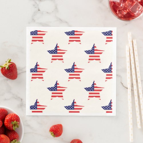 Stars and stripes 4th of July Patriotic Paper Dinner Napkins