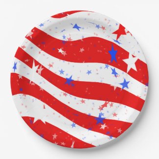 Stars and Stripes Abstract 9 Inch Paper Plate