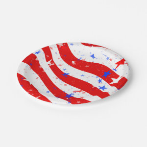 Stars and Stripes Abstract Paper Plate