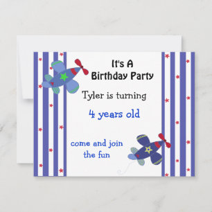 Stars and Stripes Airplane Birthday Invitation