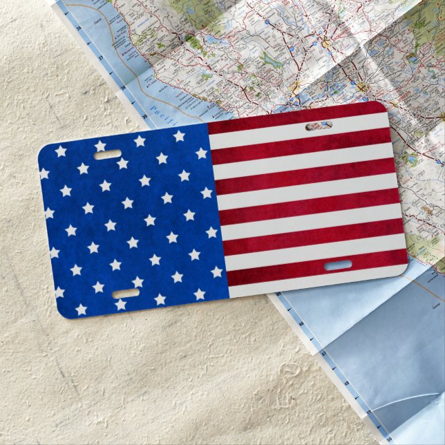 Stars And Stripes-American Flag by Shirley Taylor License Plate (In Situ)
