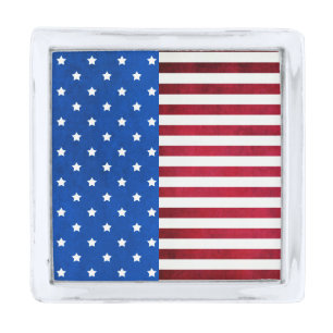 Stars And Stripes-American Flag by Shirley Taylor Silver Finish Lapel Pin