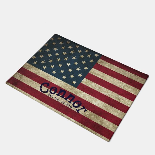 Stars and Stripes American Flag  Doormat (Angled)