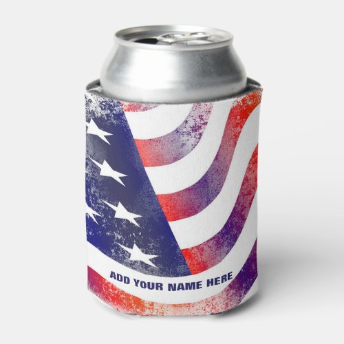 Stars and Stripes American Flag Personalize Can Cooler