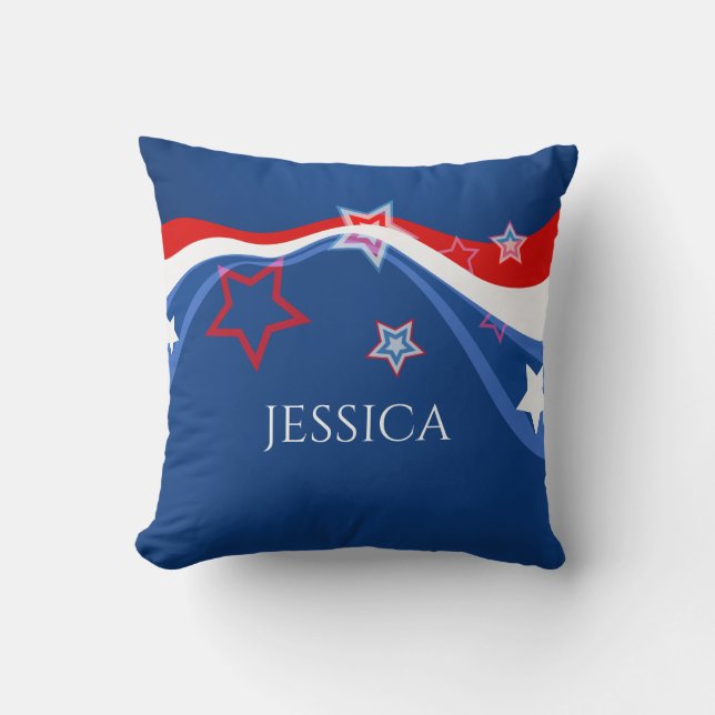 Stars and Stripes American flag Throw Pillow (Front)