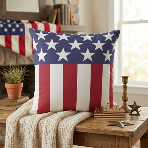 Stars and Stripes American Flag  Throw Pillow