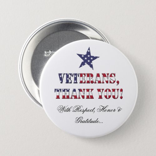 Stars and Stripes American Happy Veterans Day Button