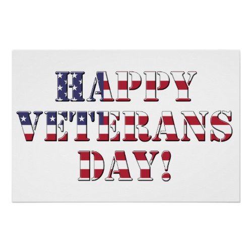 Stars and Stripes American Happy Veterans Day Poster