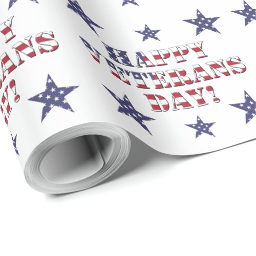 Stars and Stripes American Happy Veterans Day Wrapping Paper