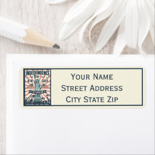 Stars and Stripes and Lady Liberty Independence Label