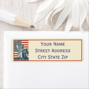 Stars and Stripes and Lady Liberty Independence Label