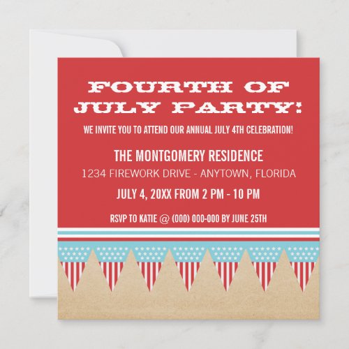 Stars and Stripes Banner July 4th Invite