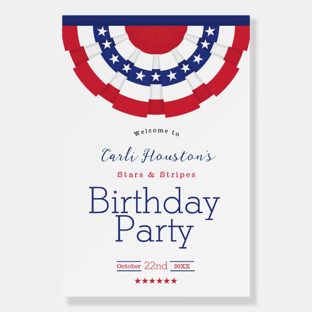 Stars and Stripes Birthday Party Welcome Sign (Front)