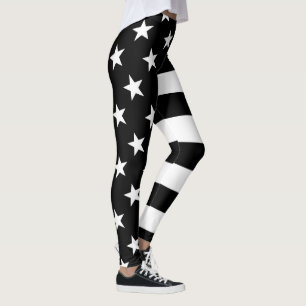 Stars and Stripes Black and White Decor on Leggings