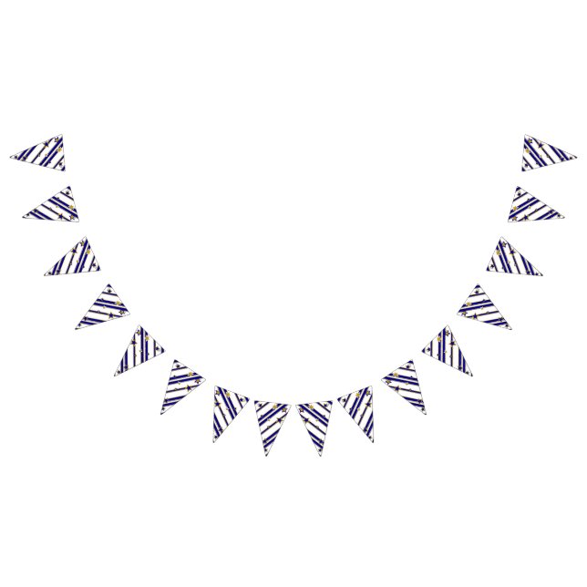 Stars And Stripes - Blue Gold White Pattern 1 Bunting Flags (All)