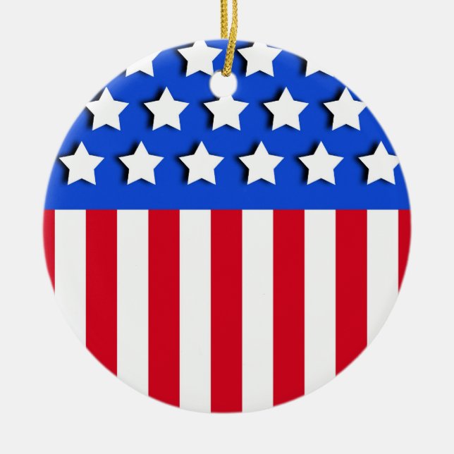 Stars and Stripes Ceramic Ornament (Front)