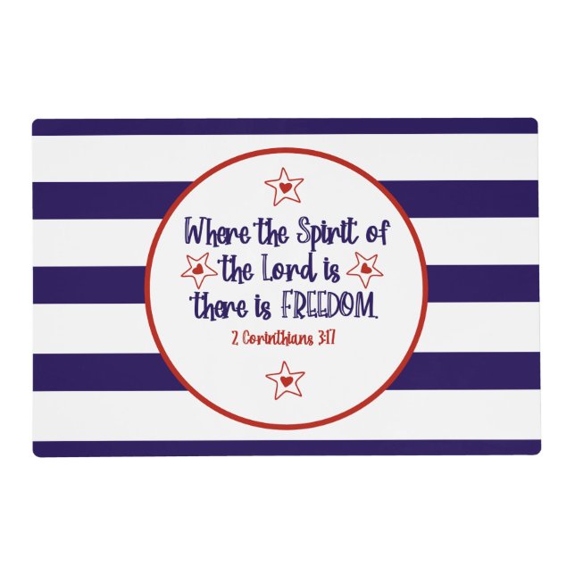 Stars and stripes Christian Bible Verse Freedom Placemat (Front)