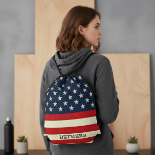 Stars and Stripes Custom Commuter Drawstring Bag