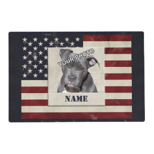 Stars and Stripes Dog Photo Vintage Placemat