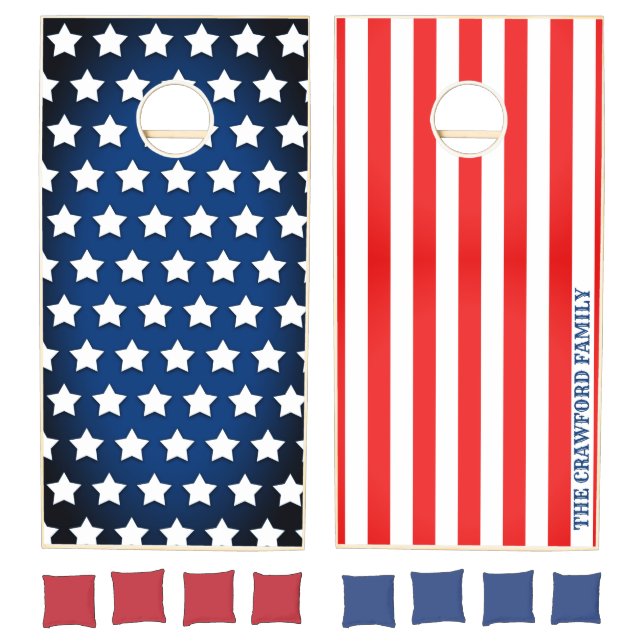 Stars and Stripes Family Name Custom Cornhole Set (Set)