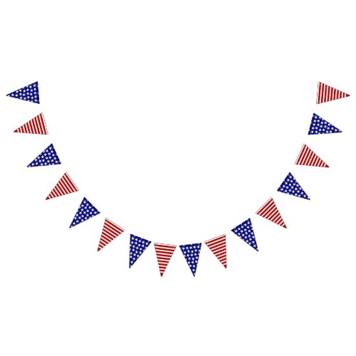 Stars and Stripes Faux Glitter Red White Blue Bunting Flags