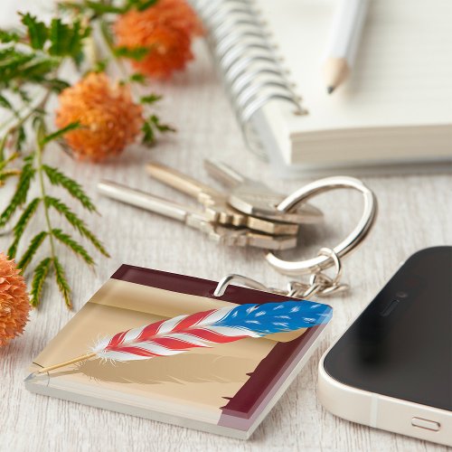 Stars And Stripes Feather Keychain
