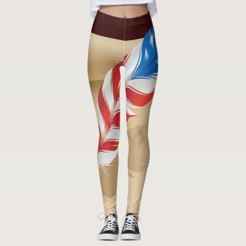 Stars And Stripes Feather Leggings