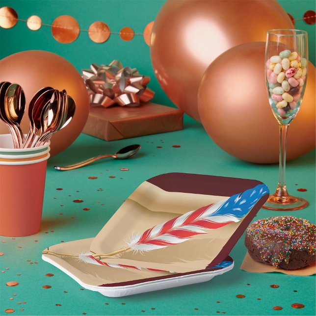Stars And Stripes Feather Paper Plates (Creator Uploaded)