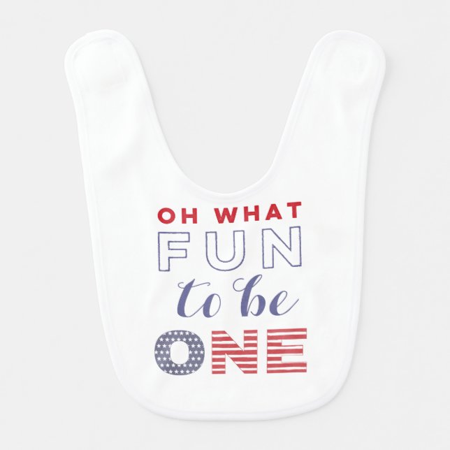Stars and Stripes First Birthday, Labor Day Party Baby Bib (Front)