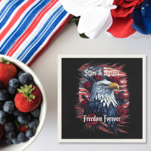 Stars and Stripes Flag Freedom Forever Eagle Rose Napkins