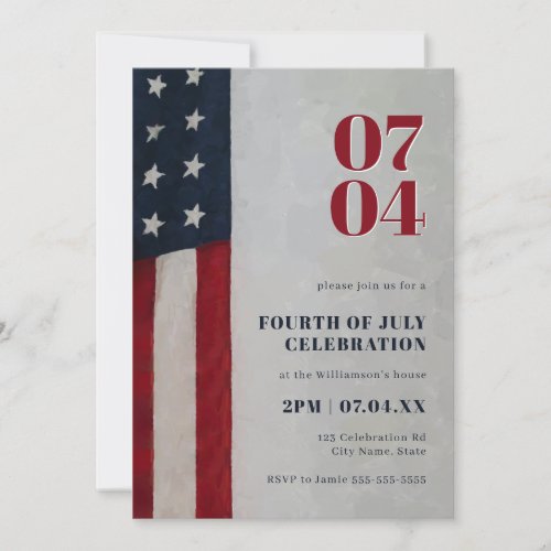 Stars and Stripes Flag Red White Blue 4th July Invitation