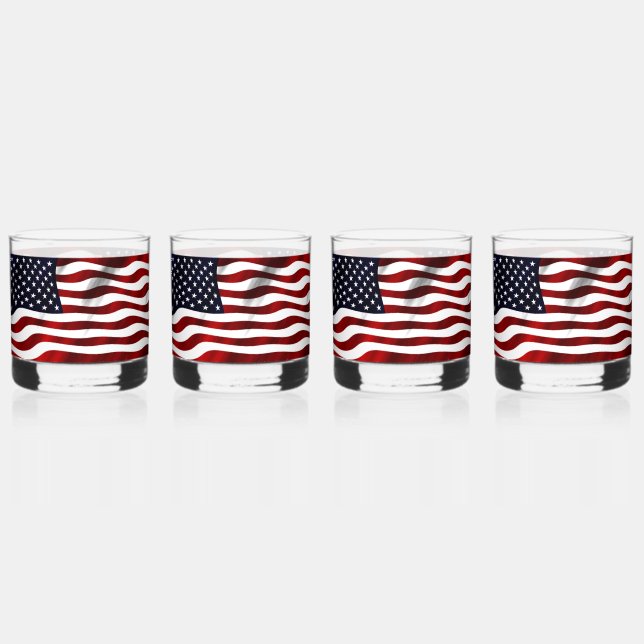 STARS AND STRIPES FLAG WHISKEY GLASS (Front)