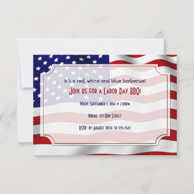 Stars and Stripes Forever Flag Labor Day Invitation (Front)