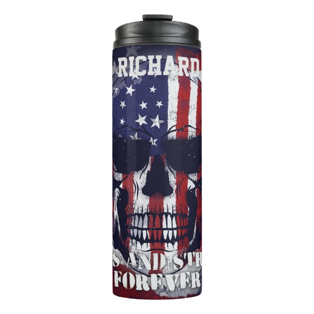 Stars and Stripes Forever Skull  Thermal Tumbler (Front)