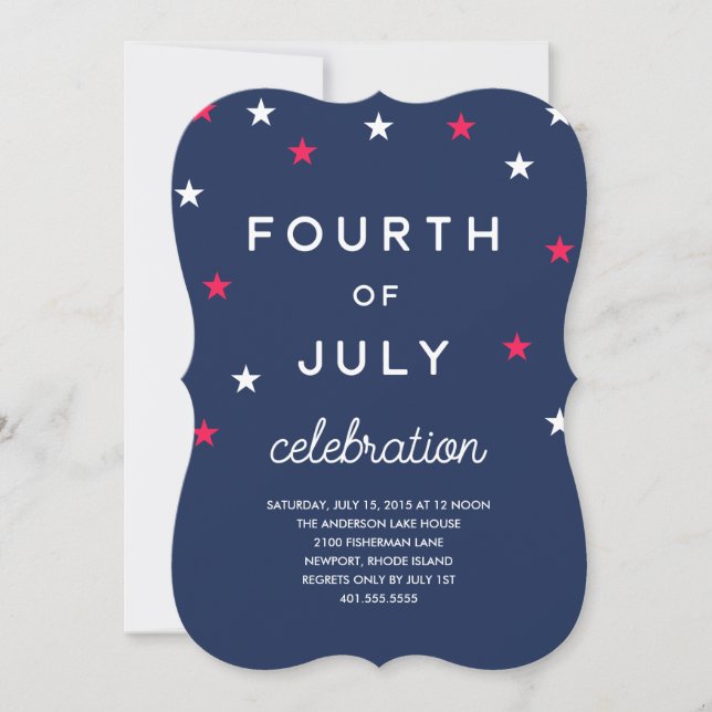 Stars and Stripes Fourth of July Invitation (Front)