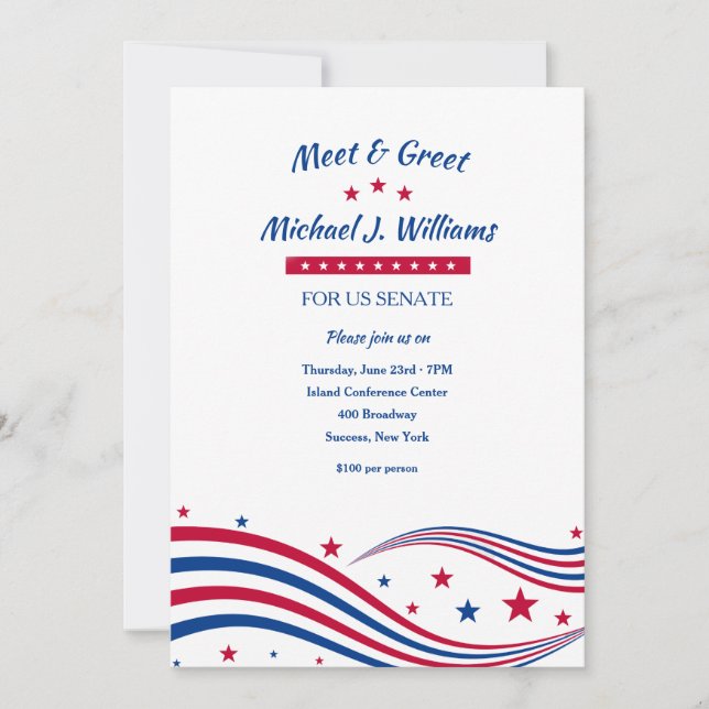 Stars and stripes Fundraiser Invitation (Front)