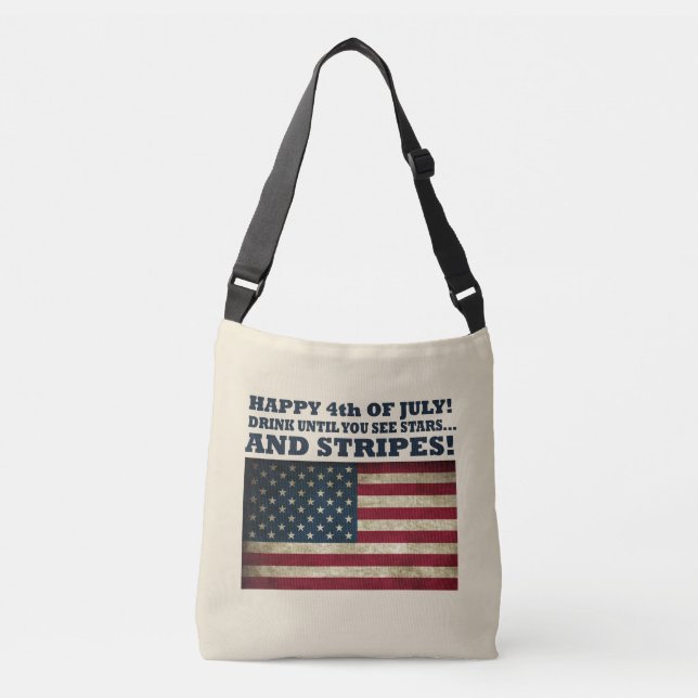 Stars and Stripes Funny 4th of july Crossbody Bag (Front)