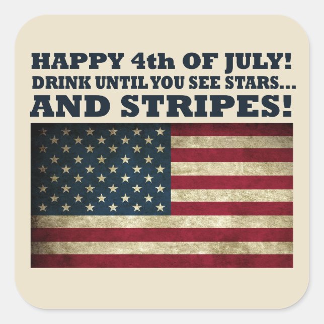 Stars and Stripes Funny 4th of july Square Sticker (Front)