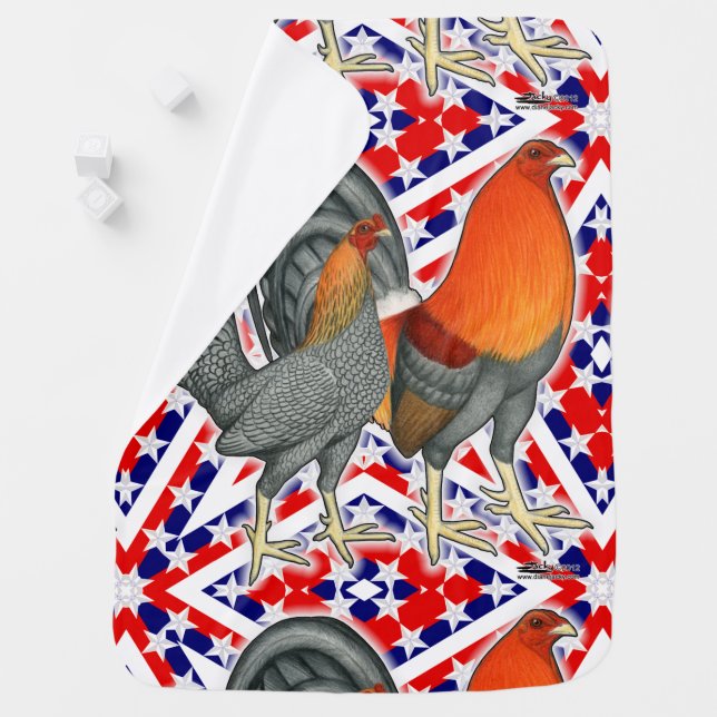 Stars and Stripes Gamefowl Baby Blanket (In Situ)
