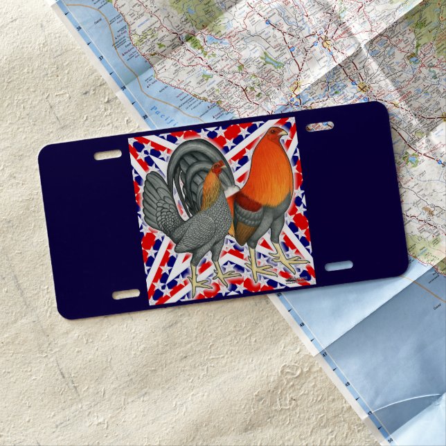 Stars and Stripes Gamefowl License Plate (In Situ)