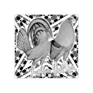 Stars and Stripes Gamefowl Rubber Stamp