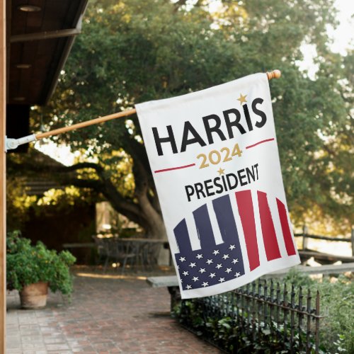 Stars and Stripes Harris for President 2024 House Flag